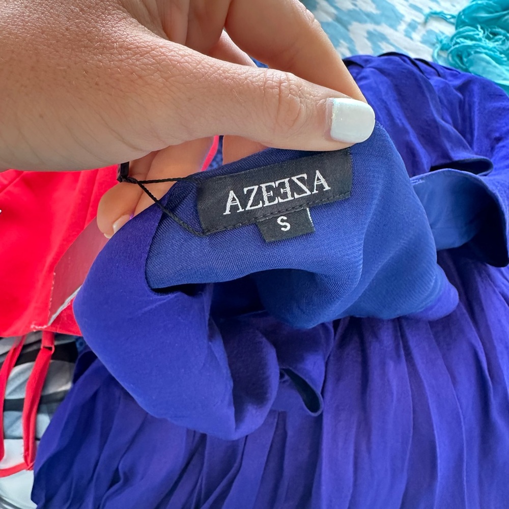Azeeza Jewel-toned Purple Camelia Short Sleeve Tunic Mini Dress S NWT - Picture 6 of 7